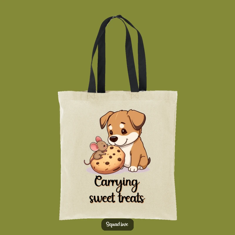 Funny Mouse & Dog Cookie Tote Bag - Charming Gift for Sweethearts