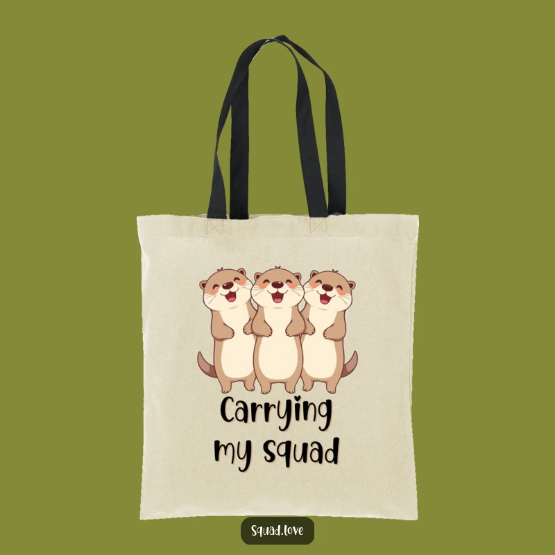Funny Otter Cheer Tote Bag: Linked Friends Design - Practical & Hilarious Gift!