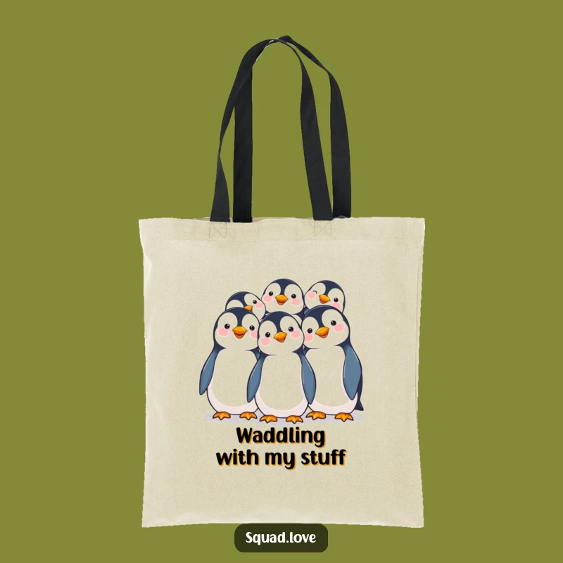 Funny Penguin Huddle Tote Bag: Carry Your Joyful Penguin Pals