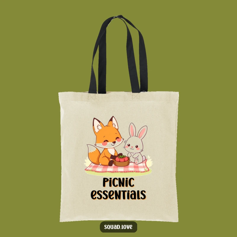 Funny Woodland Picnic Tote Bag: Carry Your Fox and Rabbit Friends