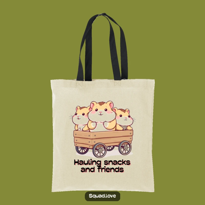 Funny Hamster Wagon Friends Tote Bag - Carry Your Pals Gift