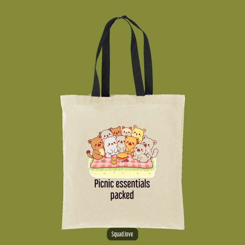 Funny Kawaii Picnic Tote Bag - Cheerful Style, Practical Funny Gift for Friends